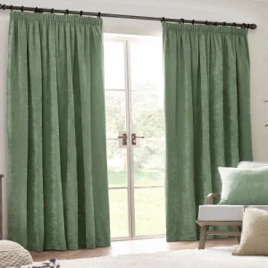 Forest Green Linen Pencil Pleat Curtains