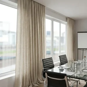 Beige Natural Textured Office Curtains