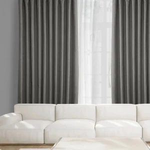 Modern Grey Linen Drapery Curtains