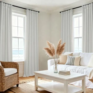 White Oyster Mist Rod Pocket Curtains