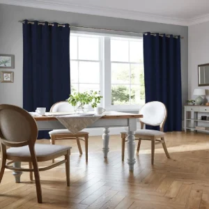Royal Blue Eyelet Linen Curtains