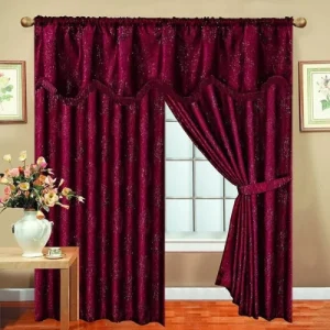Burgundy Glitter Pelmet Curtains