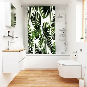 Green Botanical Leaves Design Shower Curtain