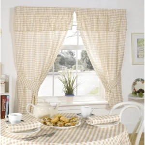 Molly Gingham Ruffled Kitchen Curtain – 116cm