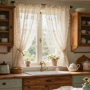 Sheer Curtain Pair – Soft Polyester, Perfect for Kitchens